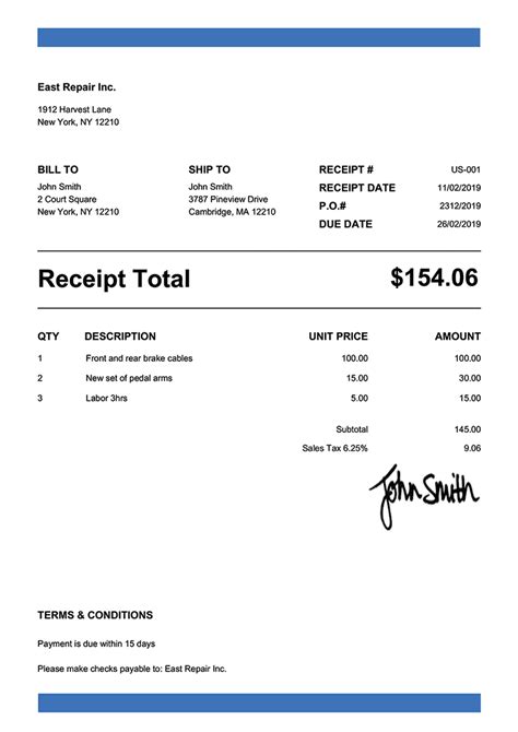 Free Receipt Templates Quickly Create And Send Receipts