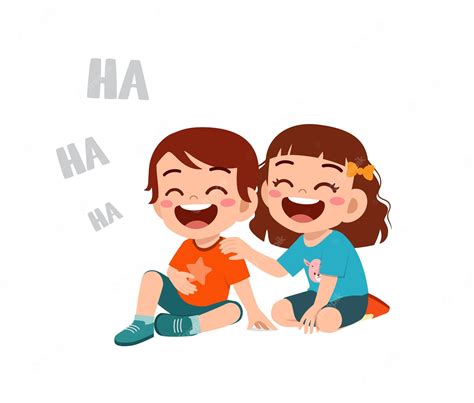 Premium Vector Cute Little Boy Laugh Together With Friend