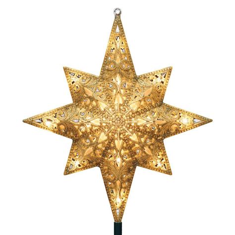 Christmas Tree Topper Star 16 Light Gold Glittered Bethlehem Ornament