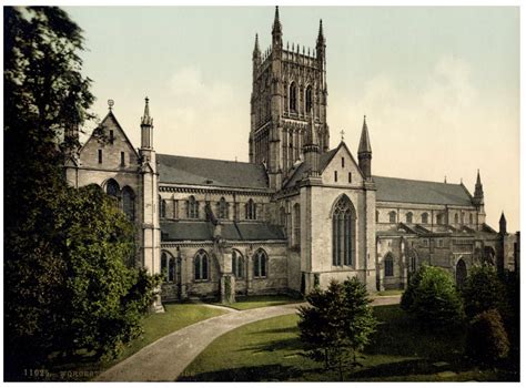 Worcester. Cathedral N. Side. by Photographie originale / Original photograph: (1898) Photograph 