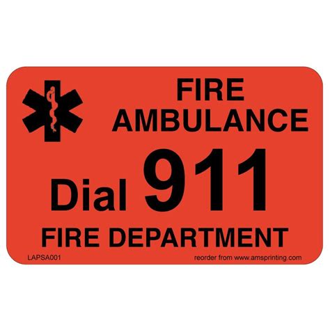Fire Or Medical Emergency Dial 911 Phone Stickers 2 X 1