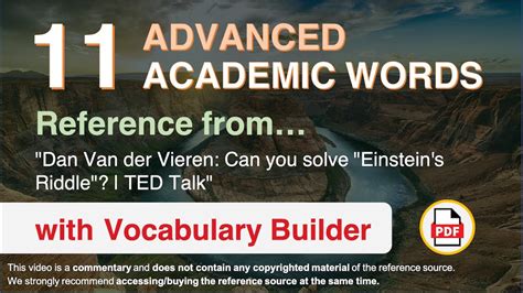 11 Advanced Academic Words Ref From Dan Van Der Vieren Can You Solve