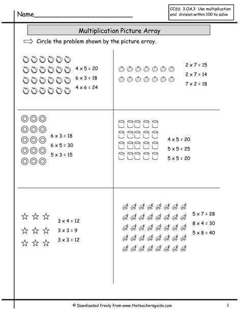Third Grade Array Worksheets Free Printable
