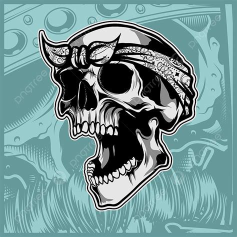 Skull Bandana Vector Hd Images Skull Wearing Bandana Hand Drawing