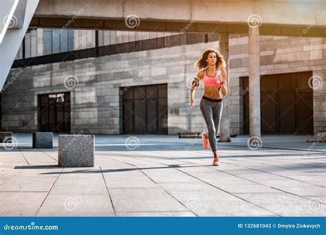Fit Athletic Woman Running In The City Stock Image Image Of City