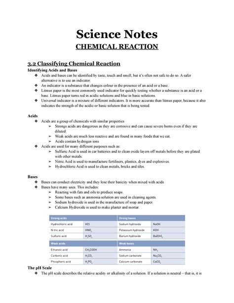 Science Yearly Notes Science Notes Chemical Reaction 3 Classifying