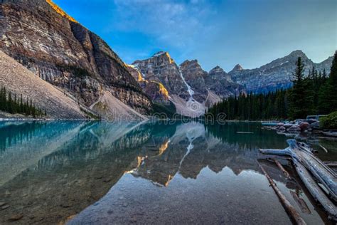 Moraine Lake At Sunset Stock Photo Image Of Landscape 168056476