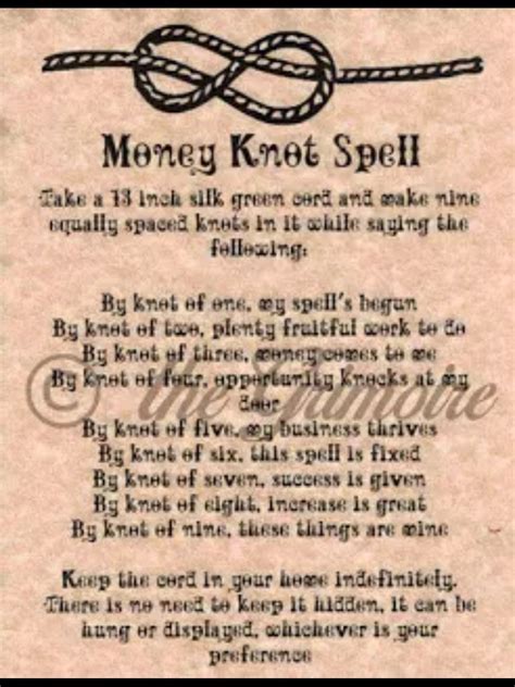 Money Knot Spell Witchcraft Spell Books Wiccan Spell Book Wicca