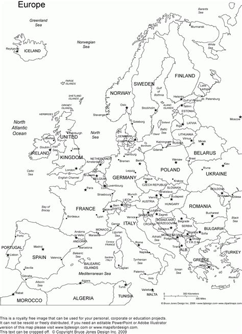Printable Labeled Europe Map