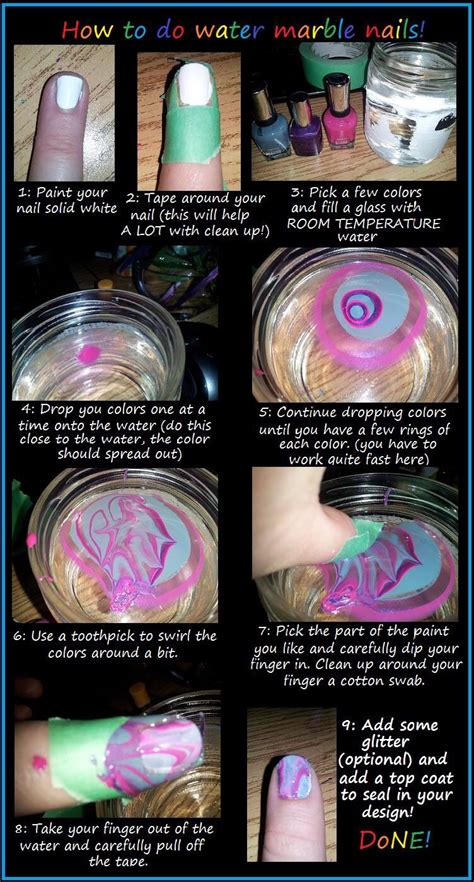Simple Step By Step On How To Do Beautiful Water Marble Nails Water