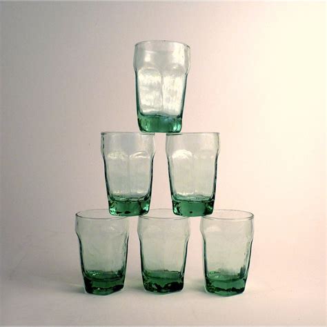 Vintage Green Tinted Drinking Glasses