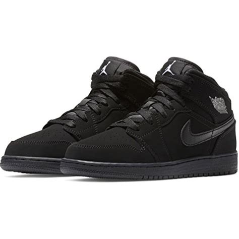 Jordan Nike Kids Air 1 Mid Bg Blackwhite Black Basketball Shoe 45