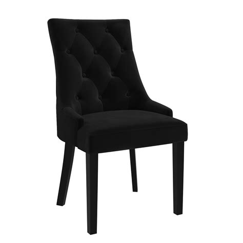 Grade A1 Set Of 2 Black Velvet Dining Chairs With Black Legs Kaylee