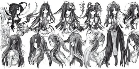 Anime Woman Long Hair Fantasy Theme Front Side Back View Char Arthub Ai