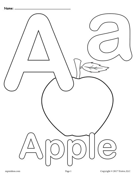 Letter A Alphabet Coloring Pages 3 Free Printable Versions Supplyme