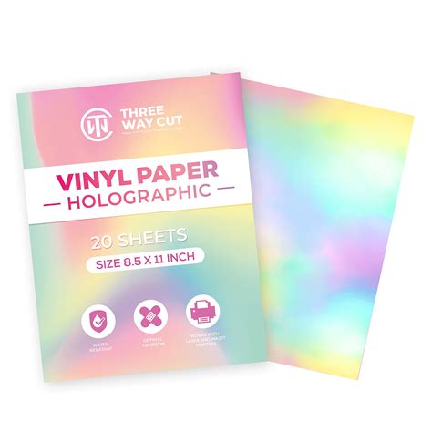 Buy Holographic Vinyl Sticker Paper 20 Sheets 85 X 11 Waterproof
