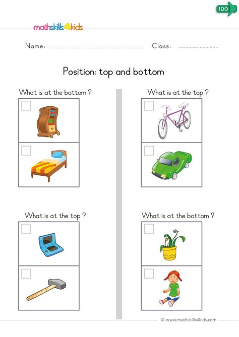 Worksheets On Positional Words For Kindergarten Printable