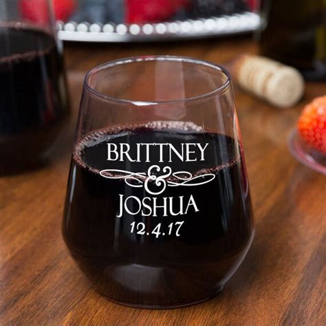 64 Personalized 12oz Plastic Stemless Wine Glasses Custom