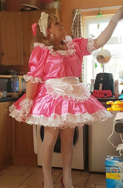 Hot Pink With Organza Trim Classic Satin French Maids Uniform Etsy Uk