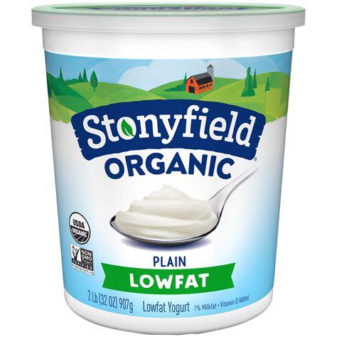 Stonyfield Farm Organic Yogurt Low Fat Plain 32oz Tub Garden Grocer