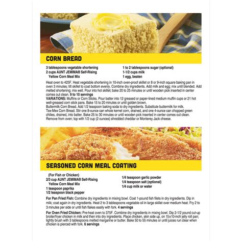 Ordinary canned corn kernels won't work. Aunt Jemima Cornbread Recipe On Bag | Deporecipe.co
