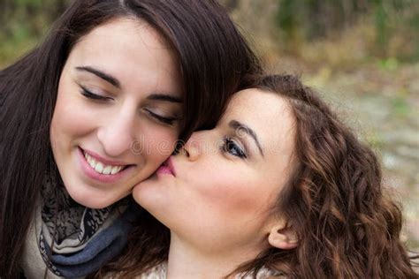 Friend Gives Kiss To Her Best Friend Stock Photos Free Royalty Free Stock Photos From Dreamstime