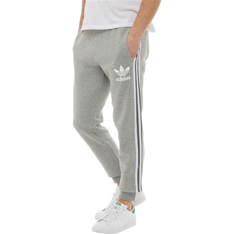 Buy Adidas Originals Mens California 3 Stripe Cuffed Track Pants Greywhite