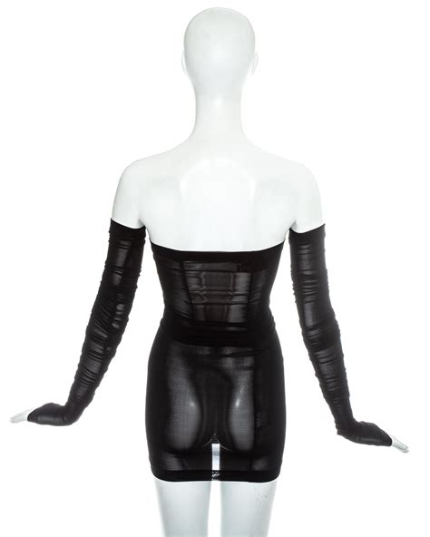dolce and gabbana black spandex figure hugging mini dress and sleeves ss 2003 for sale at 1stdibs