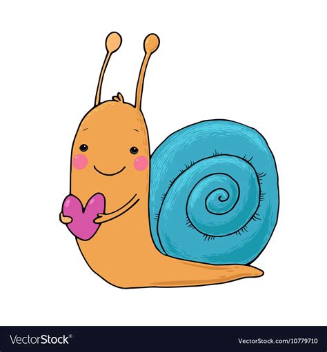 Cute Cartoon Snail With Heart Royalty Free Vector Image