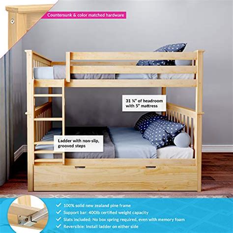 Max And Lily Full Over Full Bunk Bed With Trundle Bed Natural Pricepulse