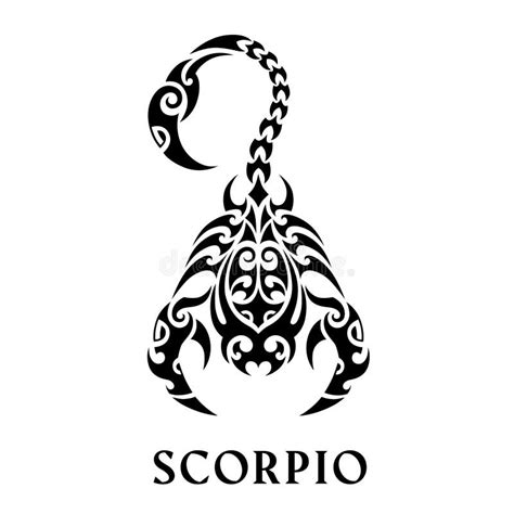 Zodiac Sign Scorpio With Sign In Maori Tattoo Style Black And White