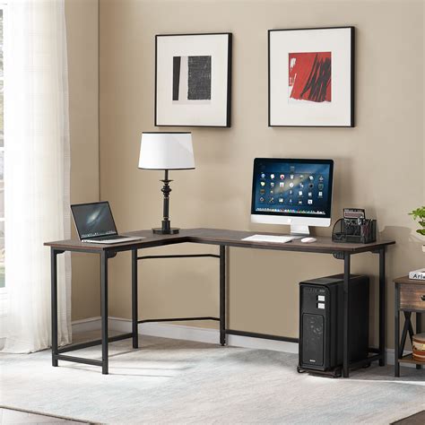 Vecelo L Shaped Computer Desk With Cpu Standgaming Desk Corner Desk
