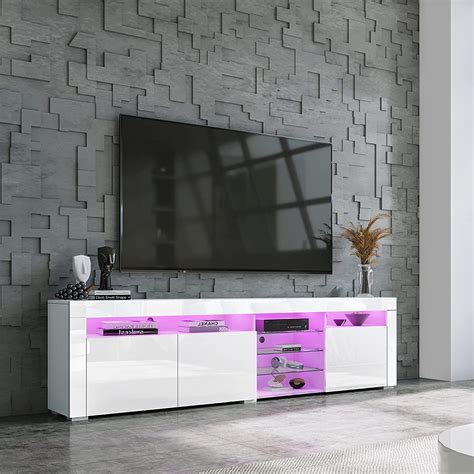 Buy Led Tv Cabinet High Gloss Tv Unit With Led Lights 180cm White