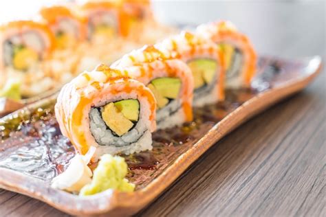 Premium Photo Grilled Salmon Sushi Roll