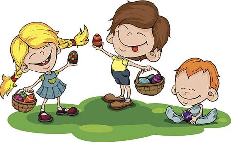 Royalty Free Easter Egg Hunt Kids Clip Art Vector Images