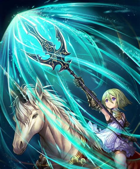 Card Unicorn Spear Anime Warrior Anime Art Girl