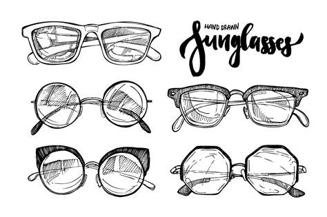Sunglasses Collection Hand Drawn Illustration