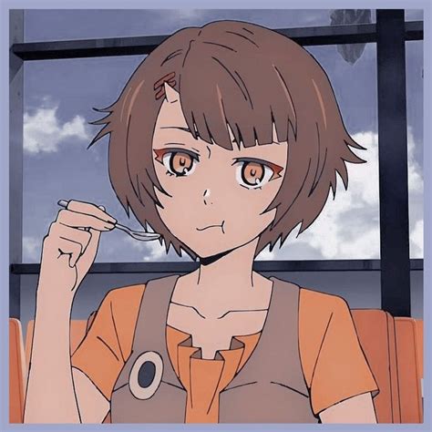 An Anime Character Holding A Fork In Her Hand And Looking At The Camera