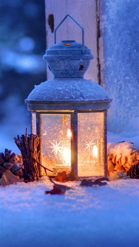 Download Lantern Snow Winter Christmas Eve Free Pure 4k