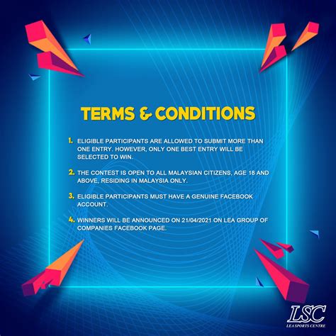 Contest Terms And Conditions Lea Sports Centre