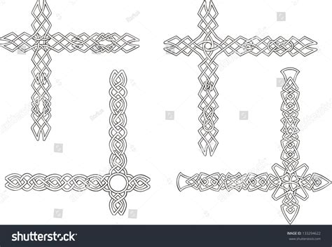 Celtic Decorative Knot Corners Black White Stock Vector