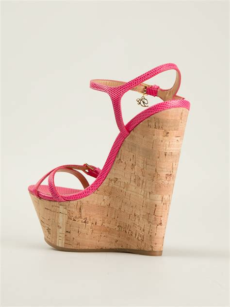 Dsquared² Strappy Wedge Sandals in Pink Lyst
