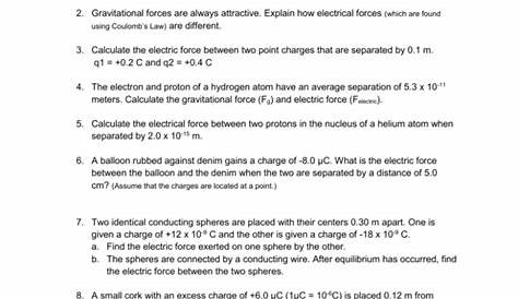 Electric Force Worksheet