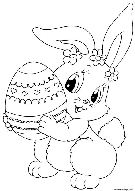 Coloriage lapin de paques avec un oeuf  JeColorie.com