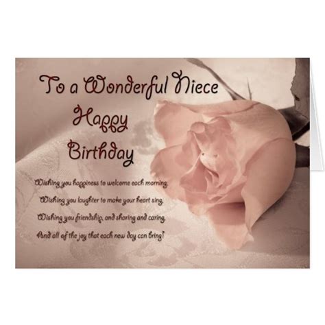 elegant rose birthday card for niece zazzle