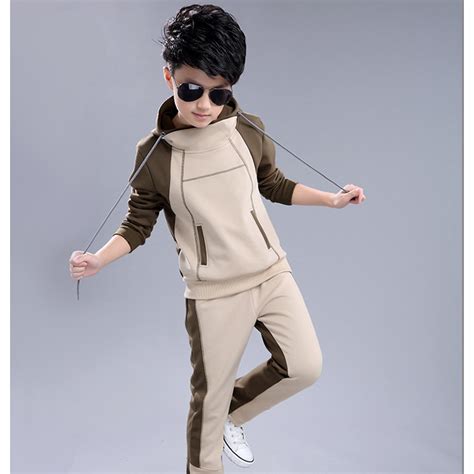 Boy Hooded Tracksuit Clothes Set Kids Springandautumn Cotton Scho Unifor