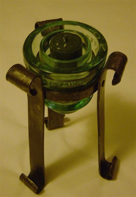 Forged Candle Holder Using Old Glass Insulator 02 2015 Blacksmith