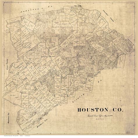 Houston County Texas 1896 Old Map Reprint Old Maps