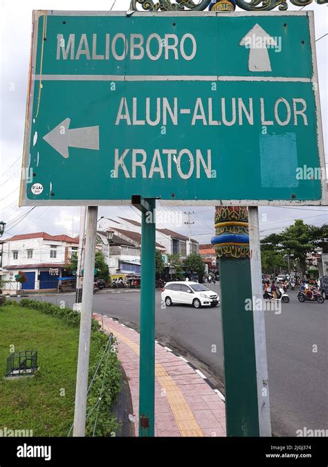 Street Sign To Alun Alun Lor And Kraton The Sultan Palace And To The