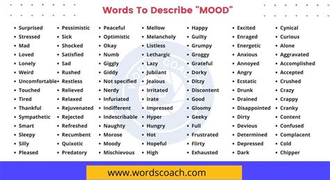 Words To Describe Mood Word Coach